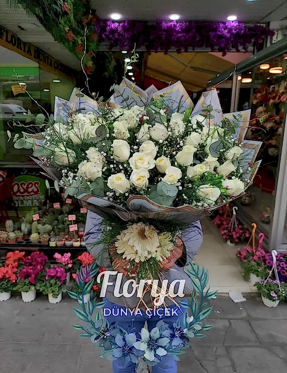 41 Beyaz Gül Buketi